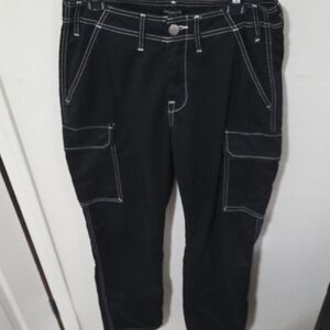 True Religion Black Pants with White Stitching